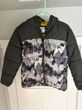 Old Navy Olive & Gray Camo Kids Puffer Jacket